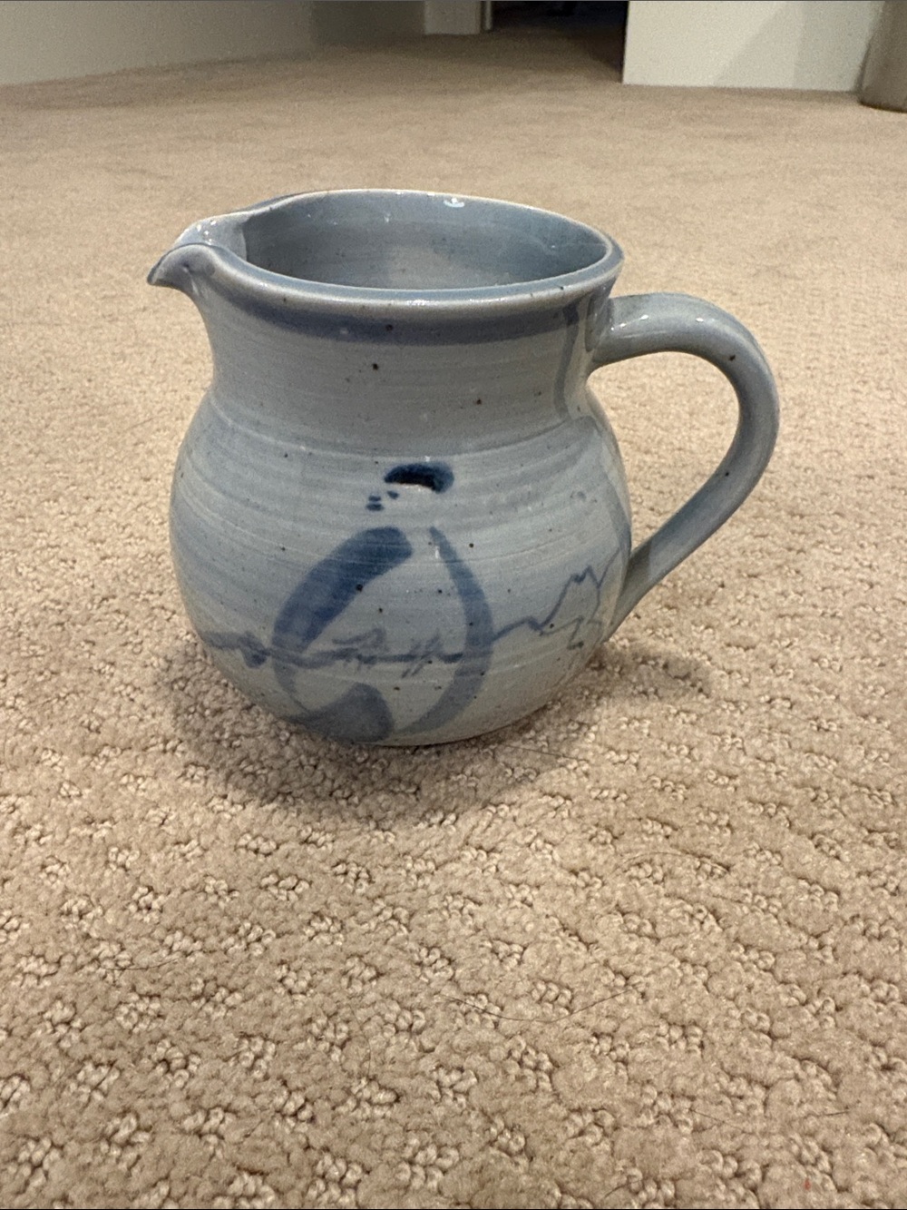 Handcrafted Blue Ceramic Pitcher - Decorative Home Art